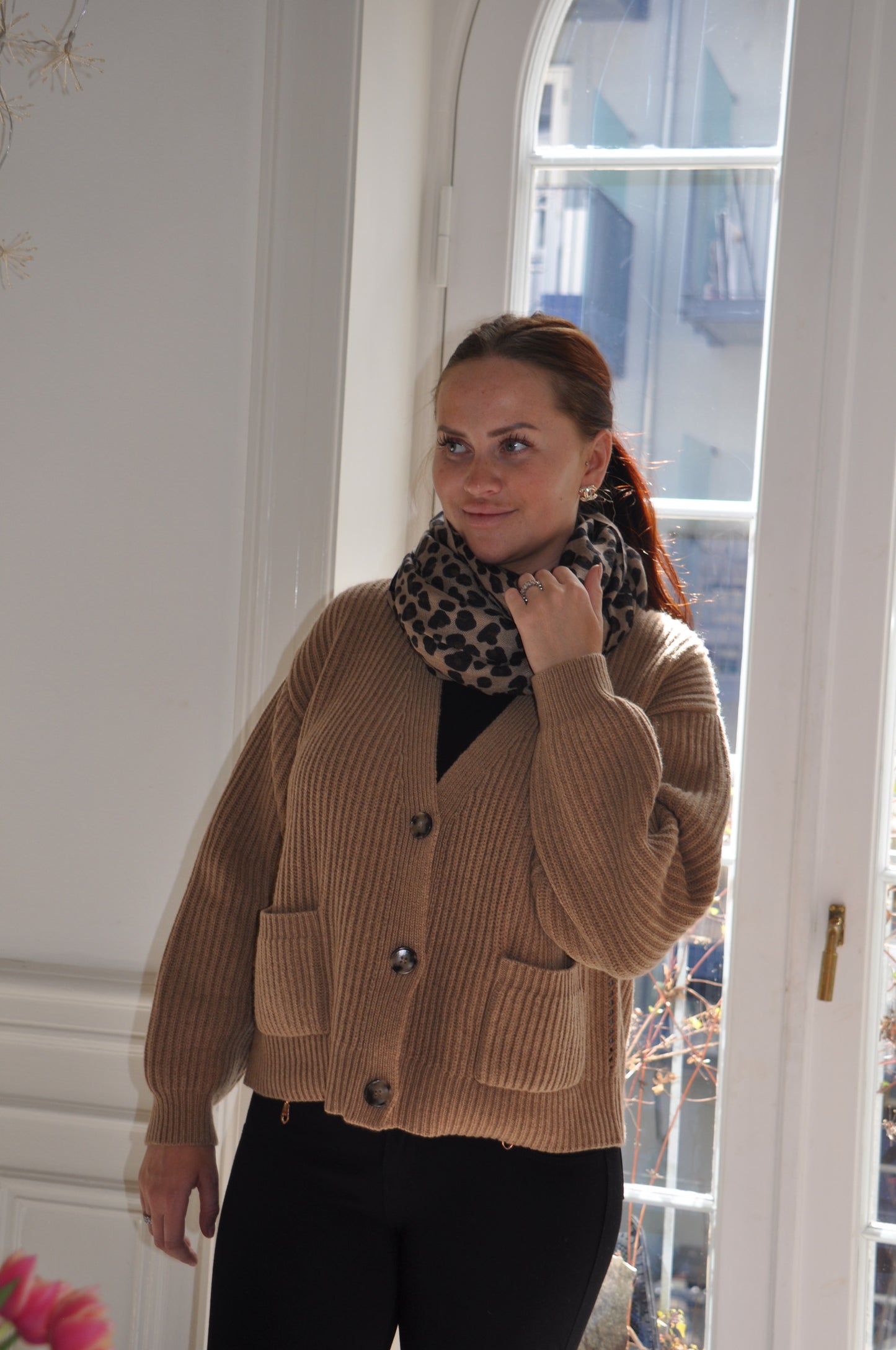 Maja - cashmere cardigan ribstikket recycle - Camel