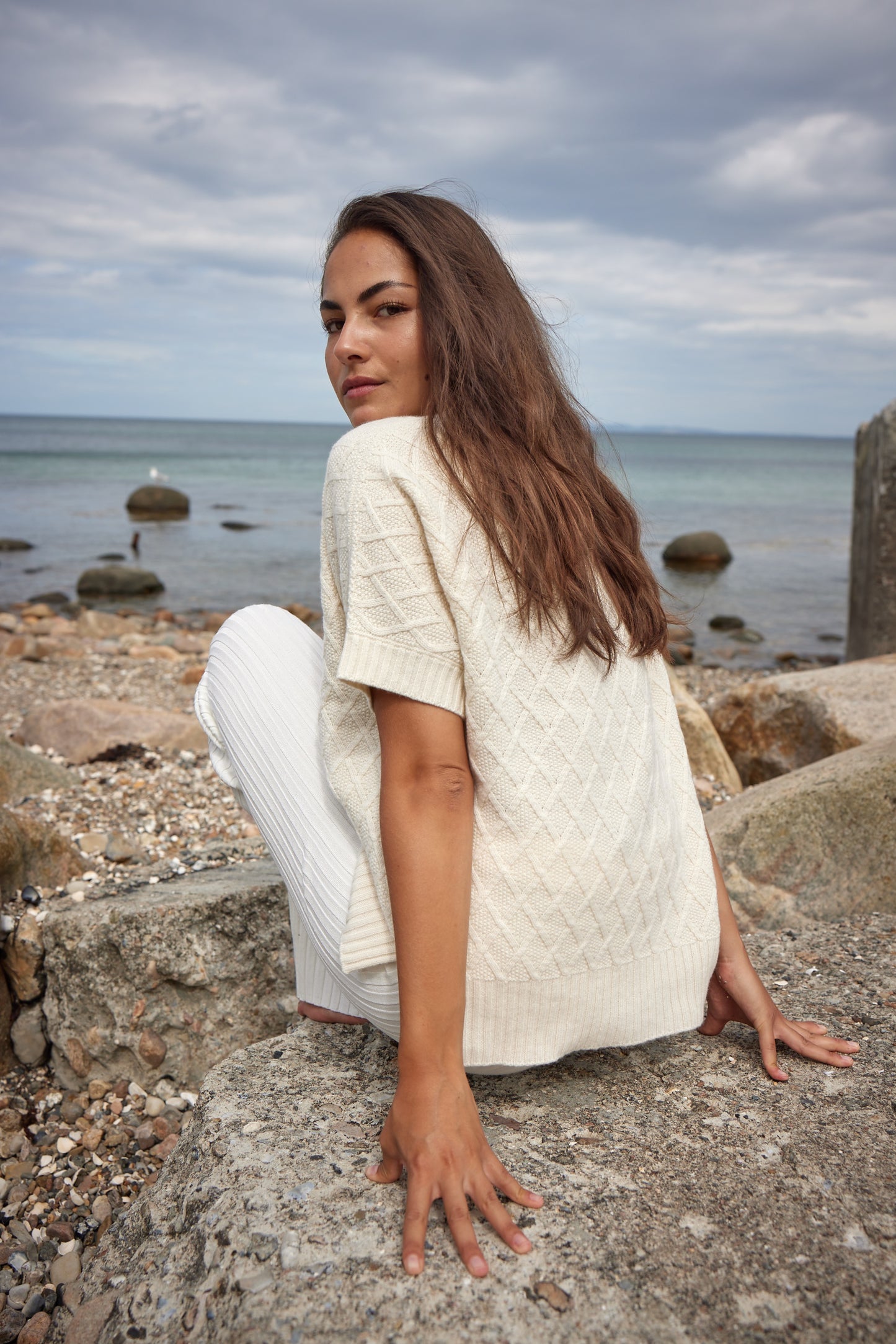 Teresa - Cashmere T-shirt - Varm Creme Hvid