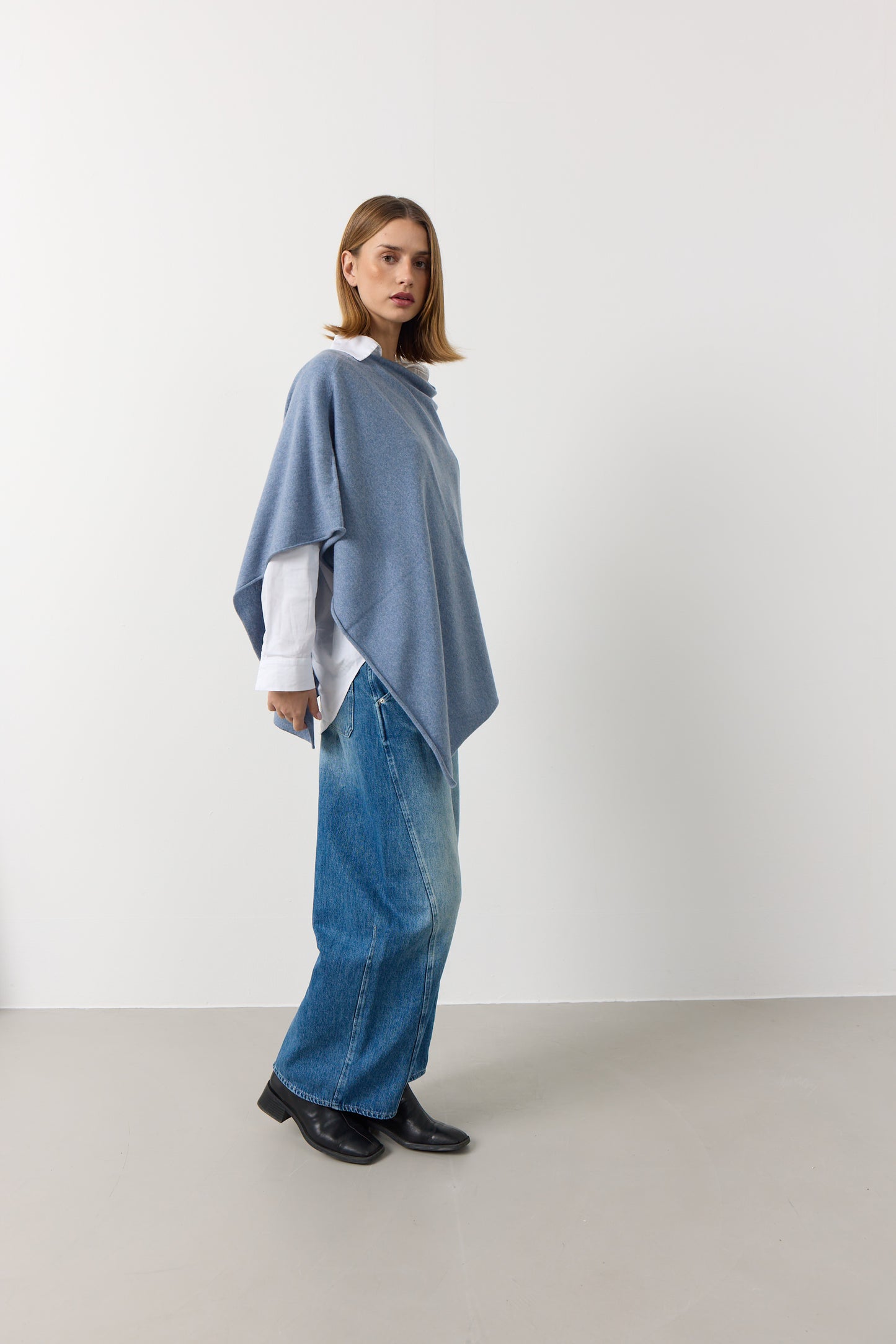 My - poncho, asymetrisk - Light denim blue