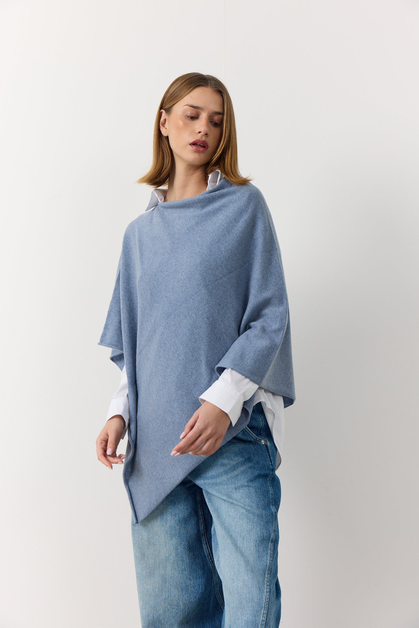 My - poncho, asymetrisk - Light denim blue