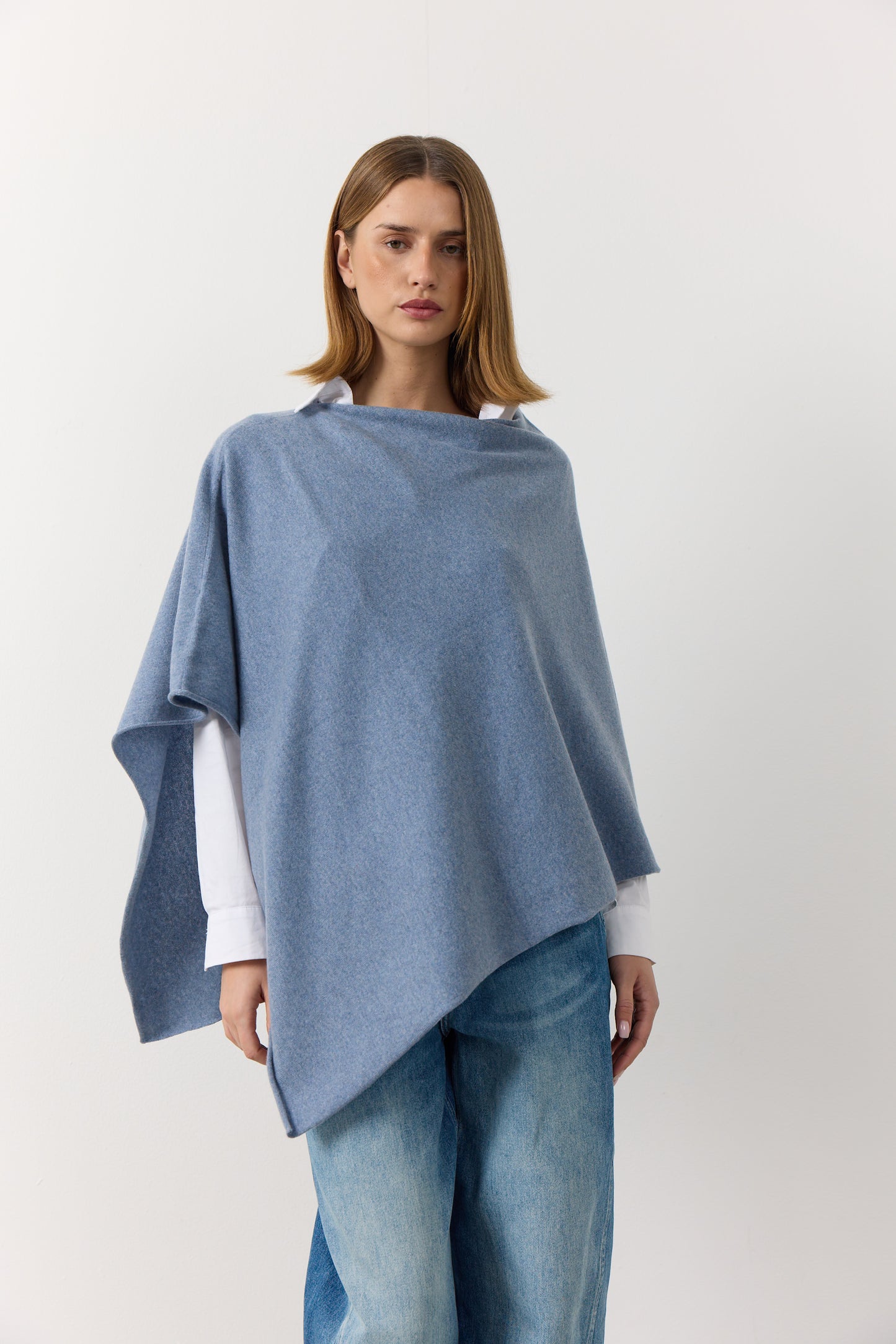My - poncho, asymetrisk - Light denim blue