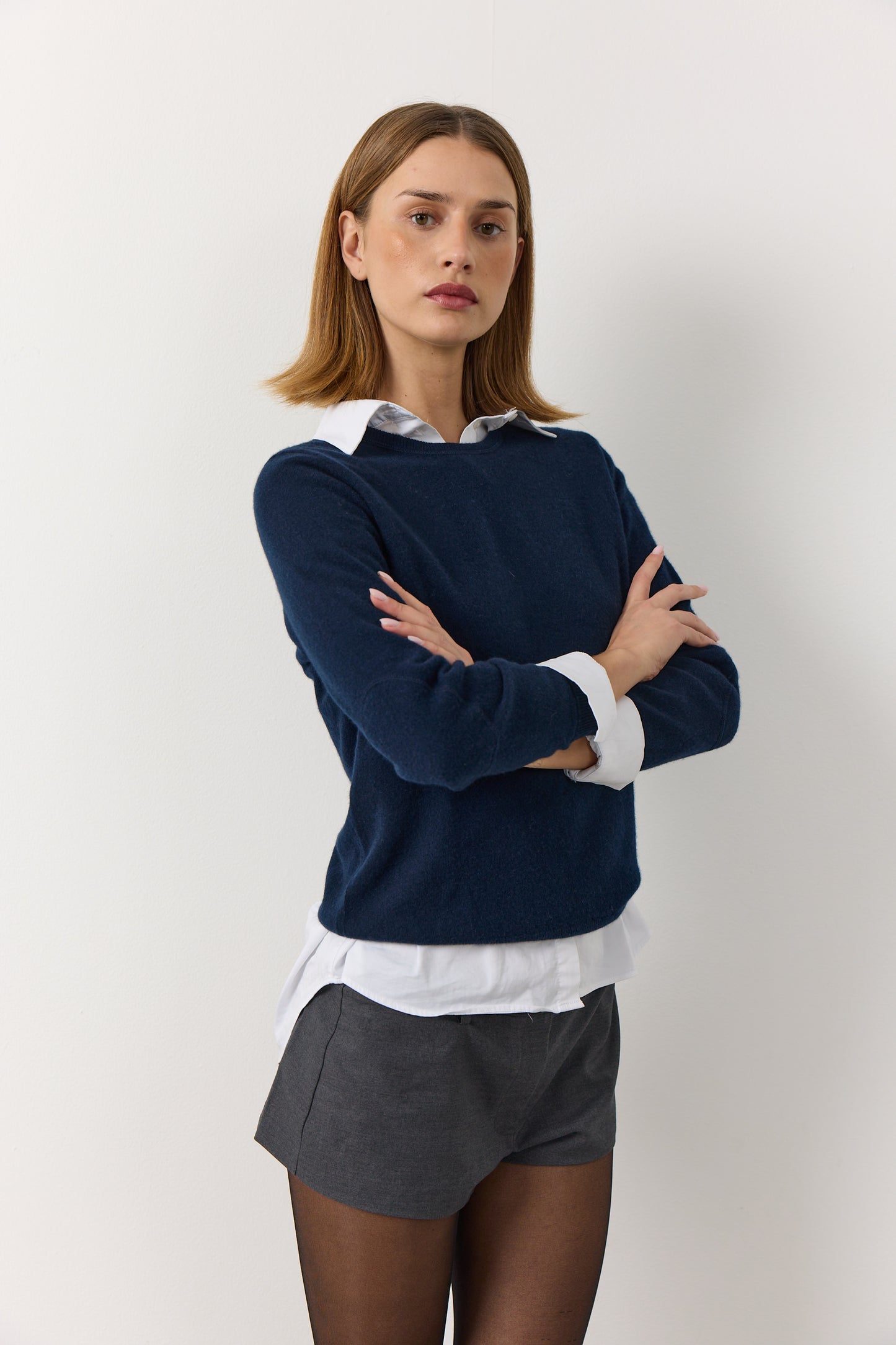 Pil - Cashmere Pullover i klassisk fit. Dark Navy