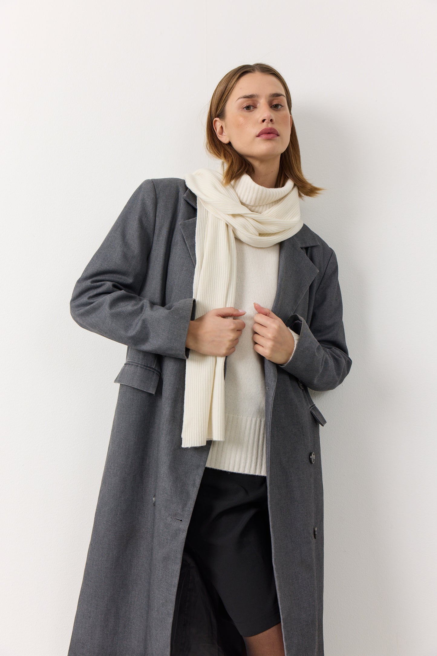 Marilyn - cashmere rullekrave sweater - Hvid