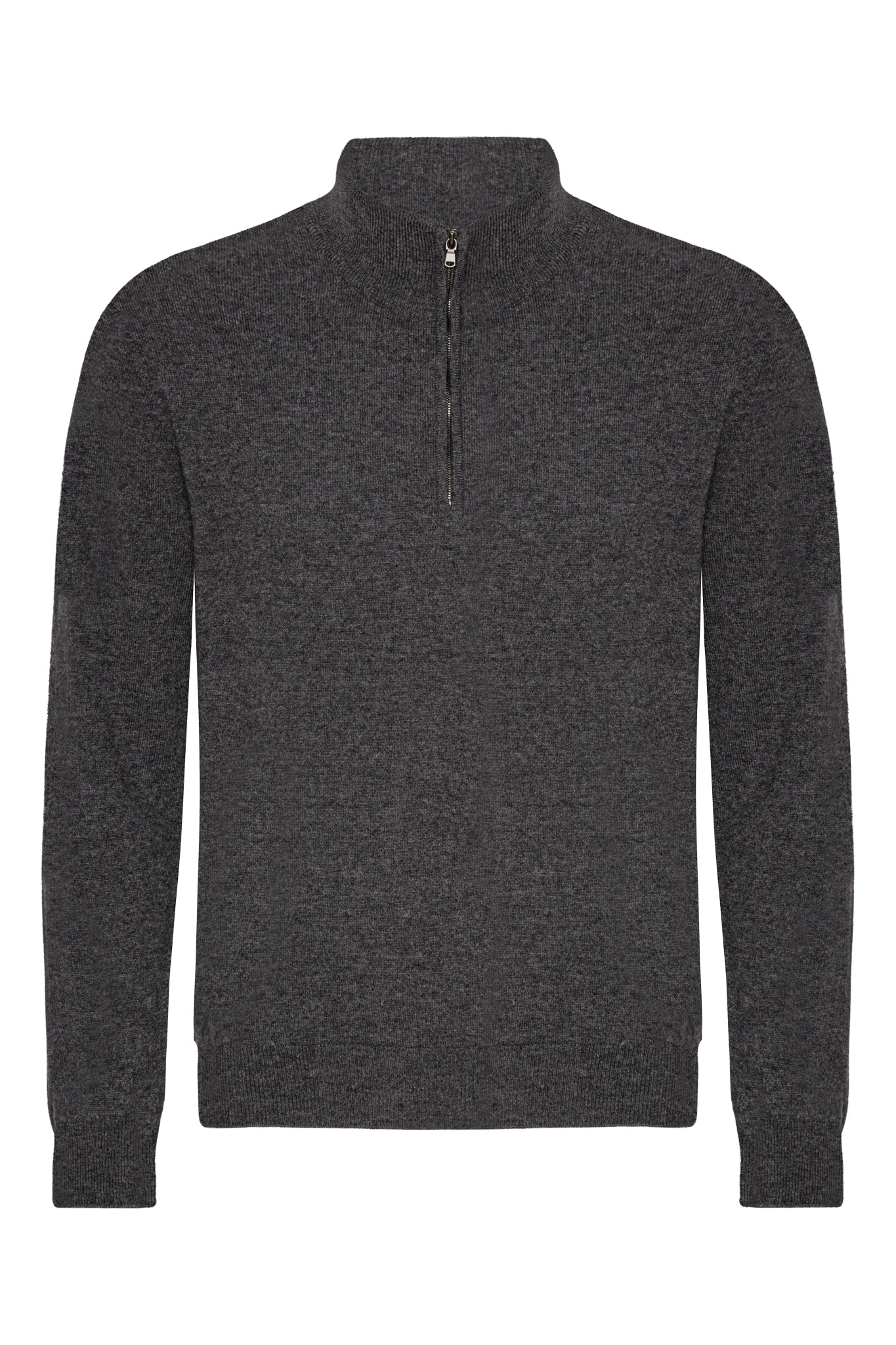 Mænd klassisk cashmere trøje med turtleneck og zip, Skotland - Mørk Grå