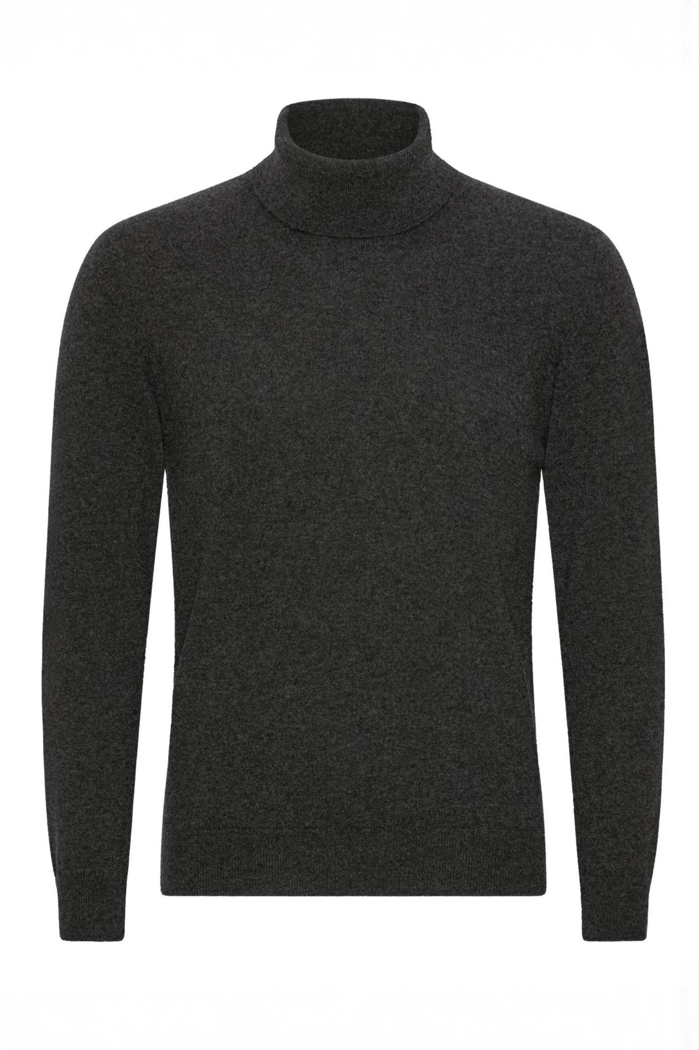 Mænd klassisk cashmere trøje med rullekrave, Skotland - Mørk koksgrå