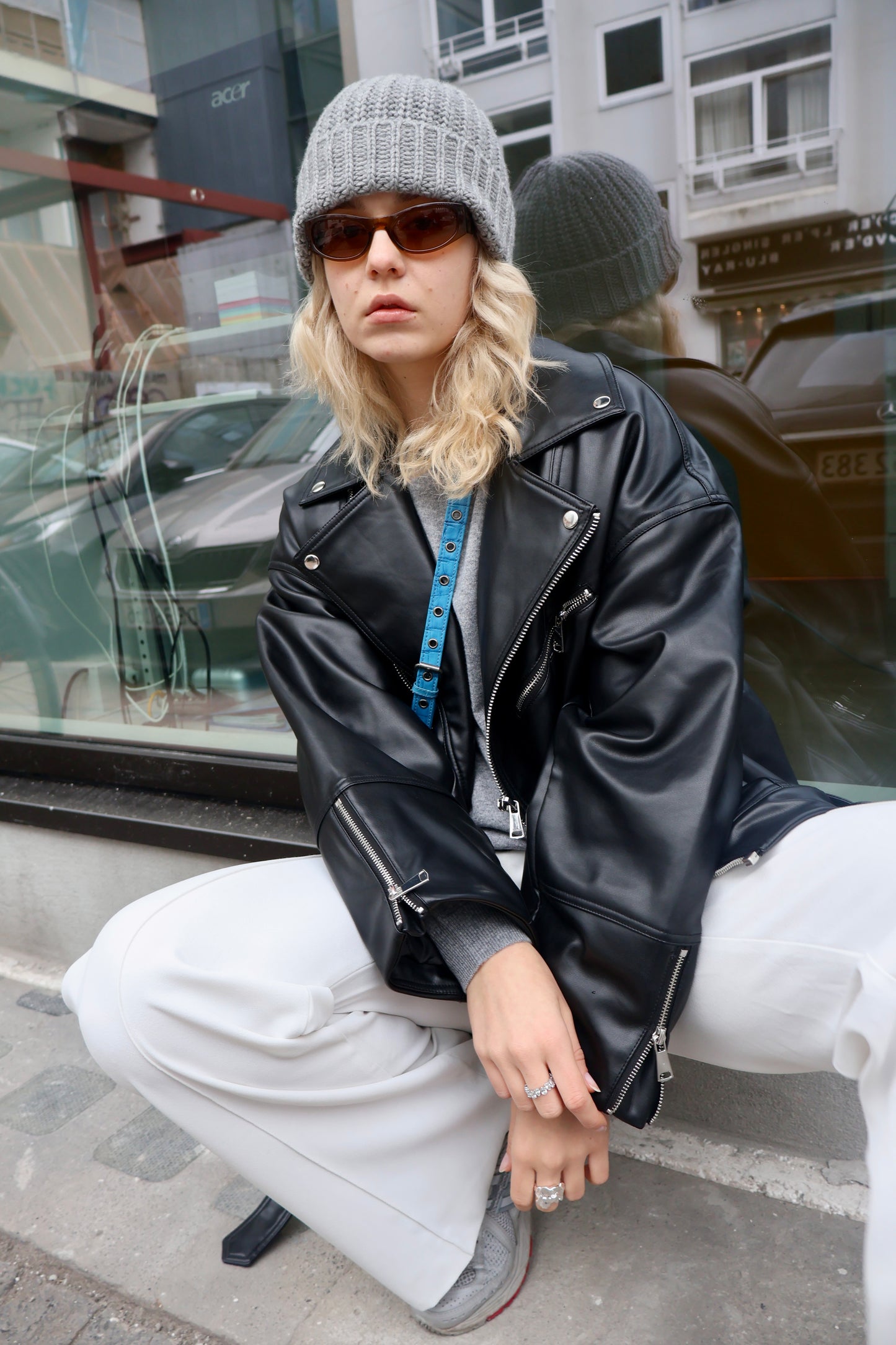 Luka - Rå hue i grov ribstrikket cashmere, fra Skotland - Grå