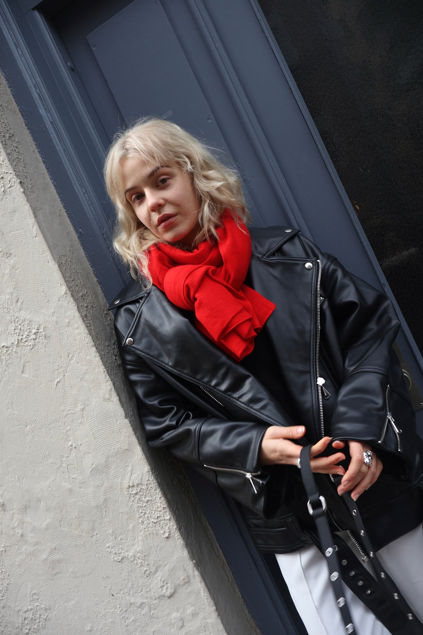 Luna - kæmpetørklæde i cashmere - rød
