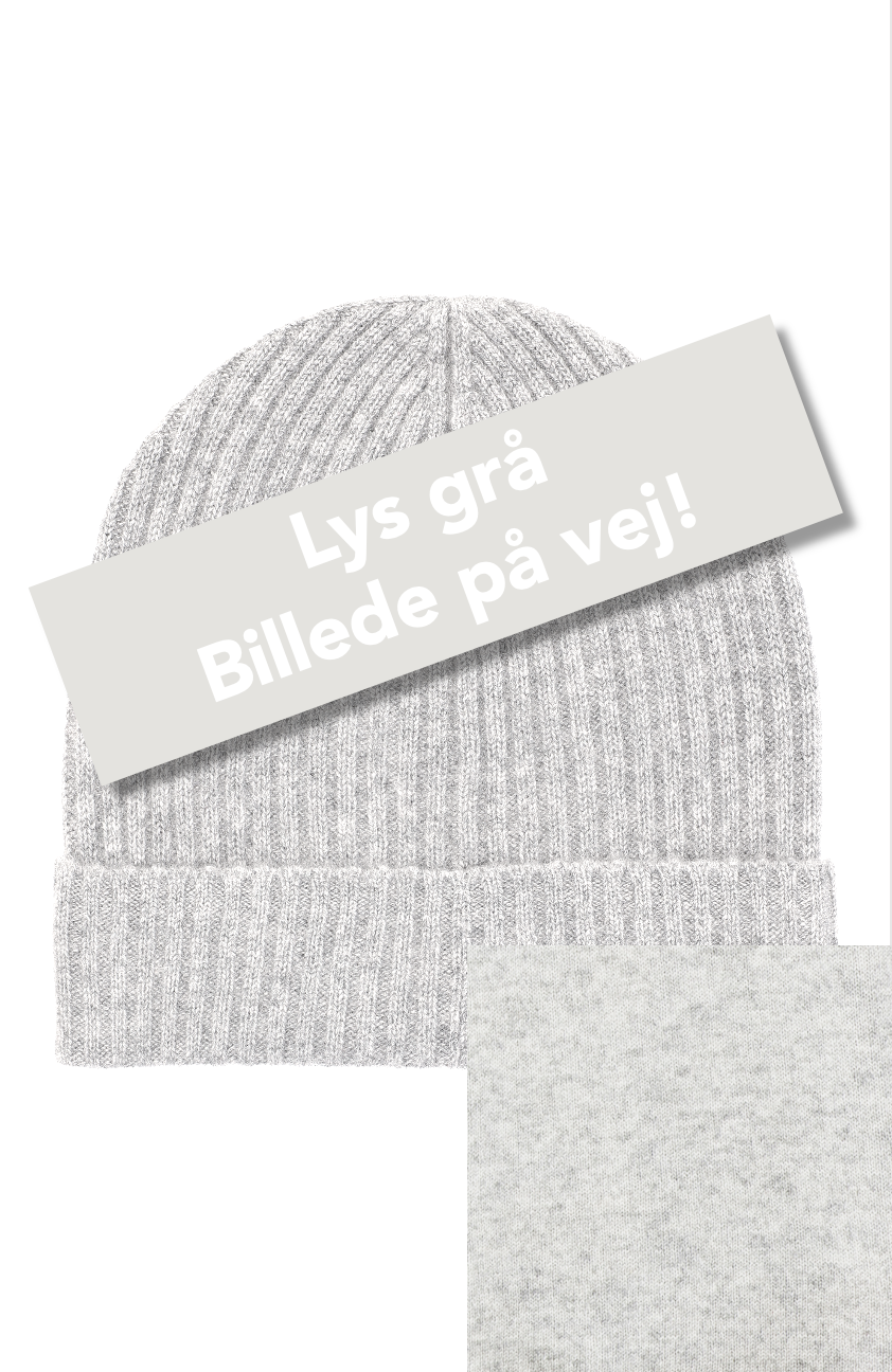 Robin - hue i ribstrikket cashmere - Lys Grå