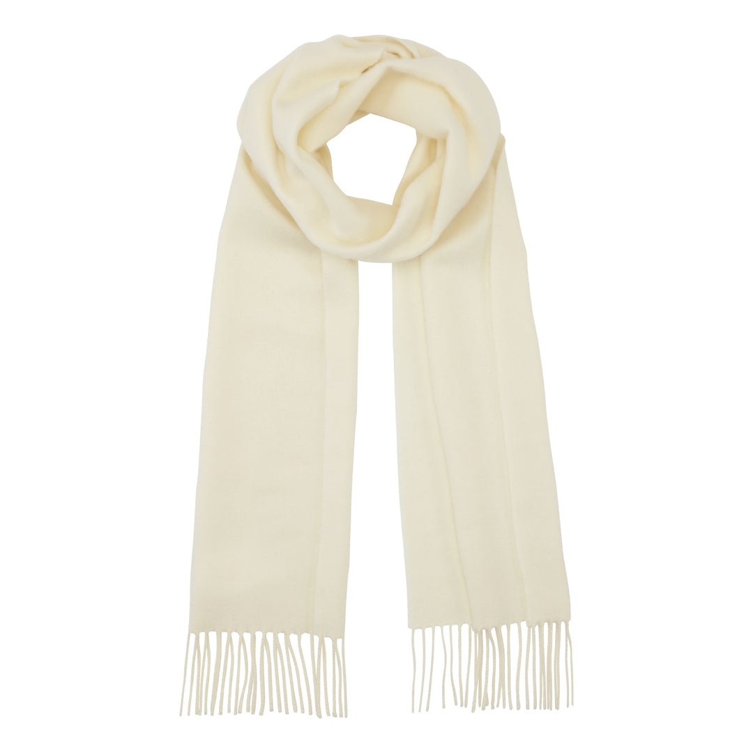 Klassisk vævet cashmere halstørklæde med frynser, fra Skotland - Hvid