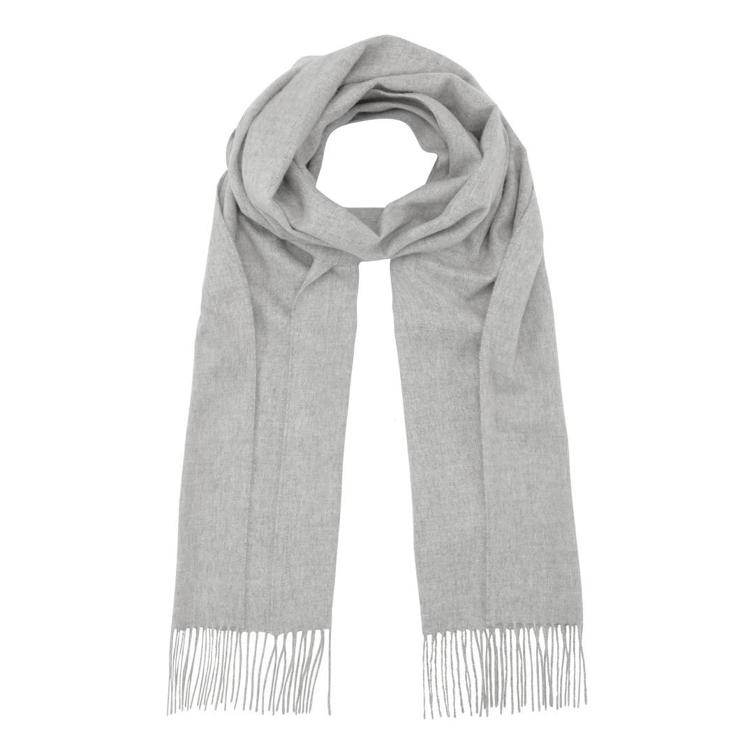 Stort klassisk vævet cashmere halstørklæde med frynser, fra Skotland - Silver