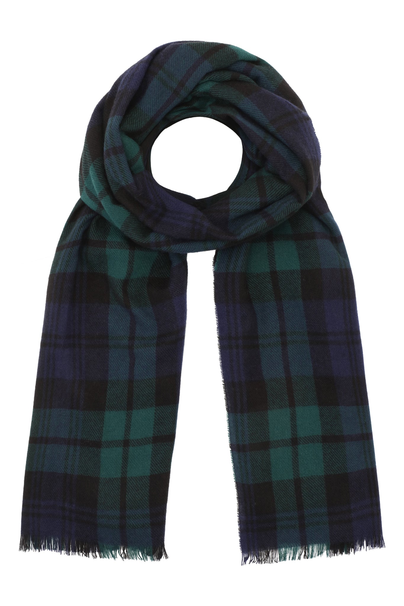 Vævet cashmere halstørklæde light weight, fra Skotland - Ternet Black Watch