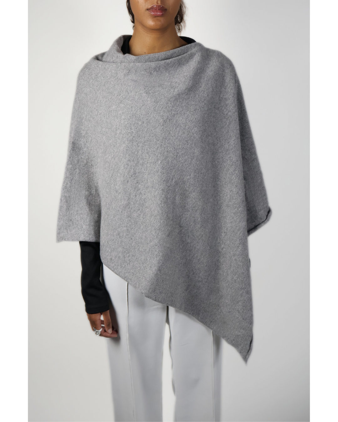 My - poncho, asymetrisk - Mellemgrå