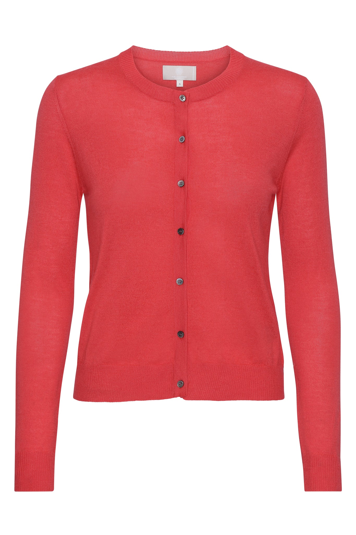 Betty - tynd og let classic cashmere cardigan - Hot Coral