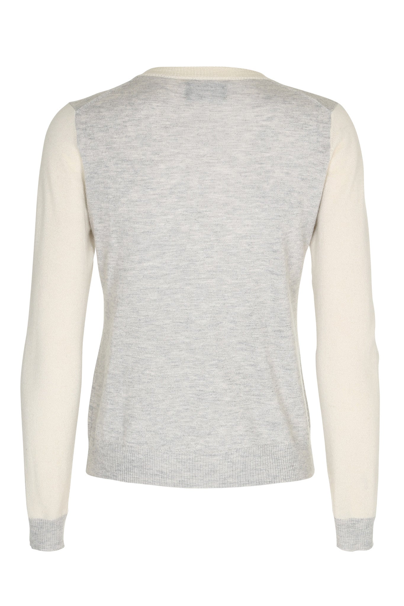 Cashmere cardigan i lys gråmelange og hvid. Pure Cashmere