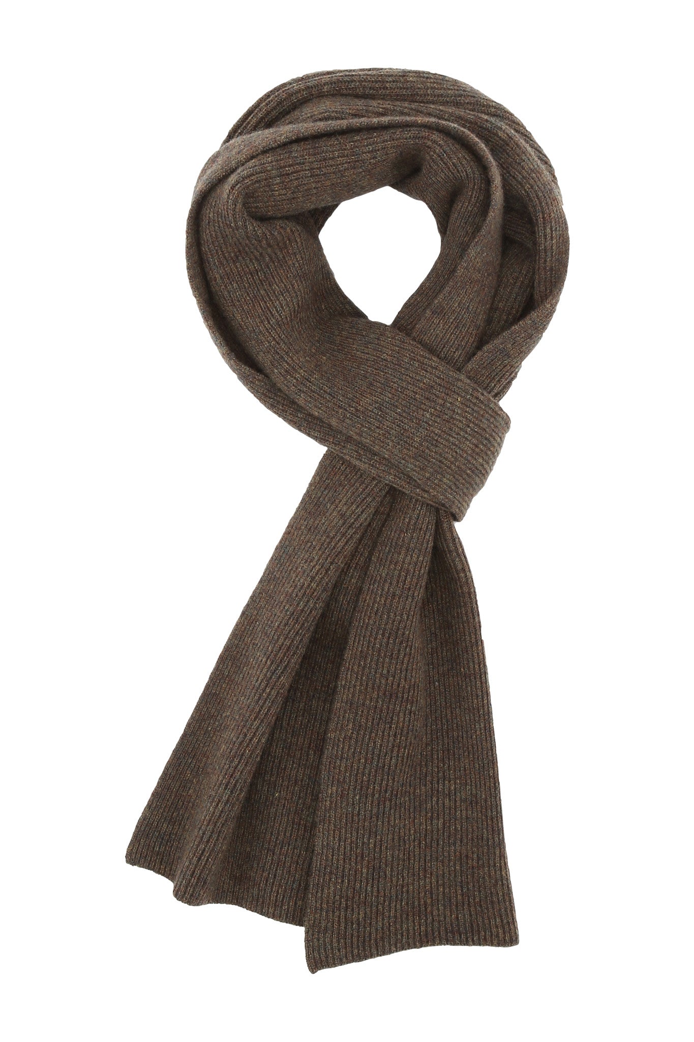 Ribstrikket cashmere tørklæde til mænd, hunting grøn / brun