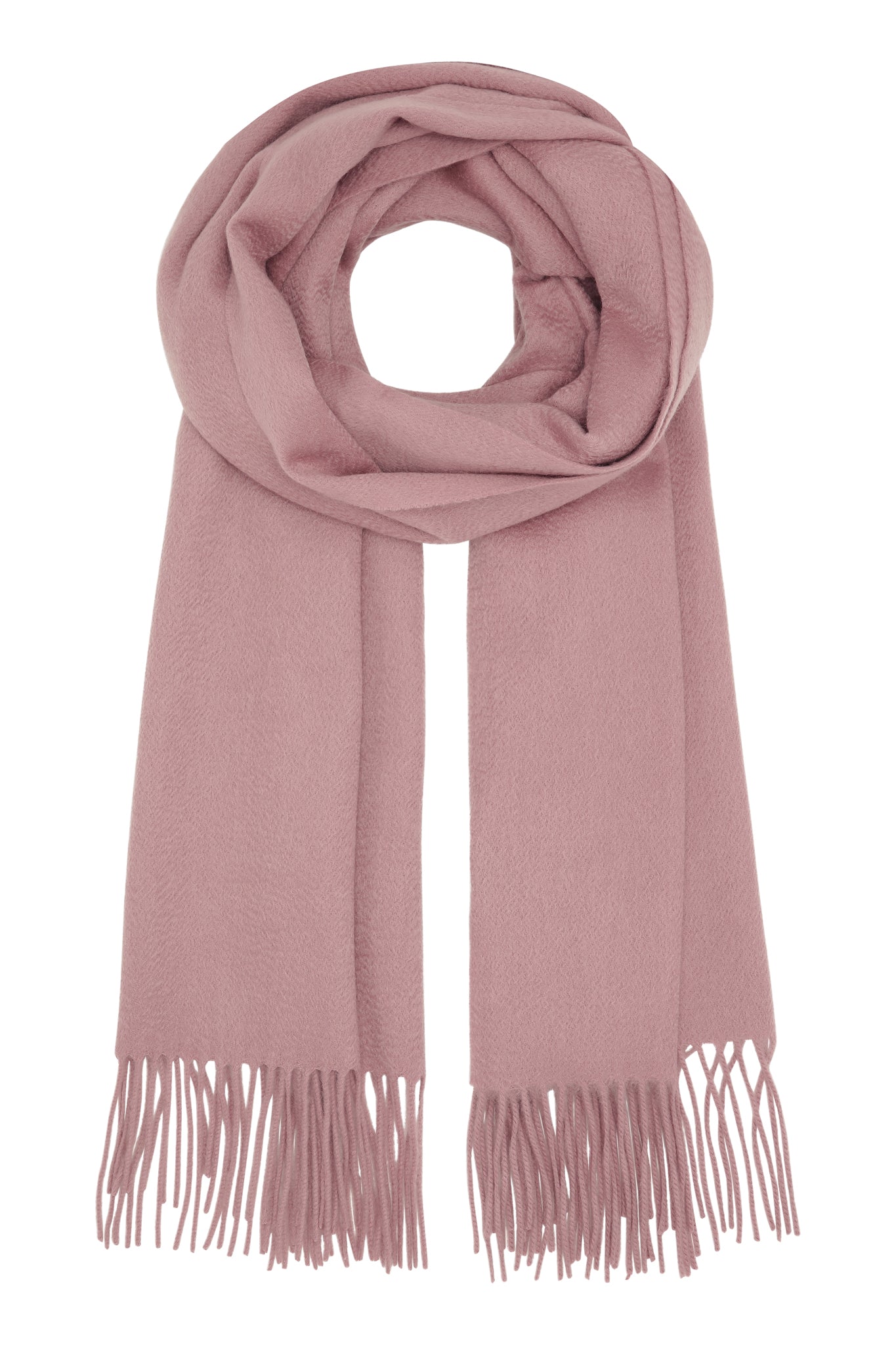 Kim 60 - Klassisk kæmpetørklæde med frynser, 100% ren cashmere - Dusty Pink