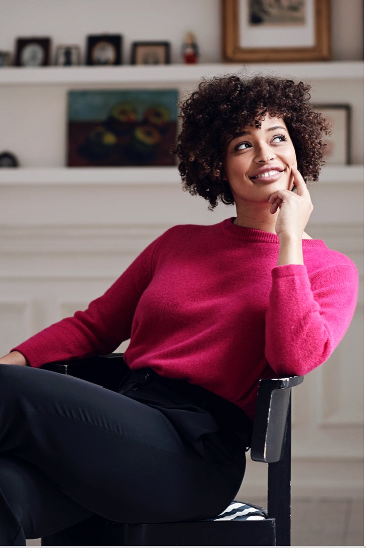 Anna - Cashmere Trøje - Shocking Pink