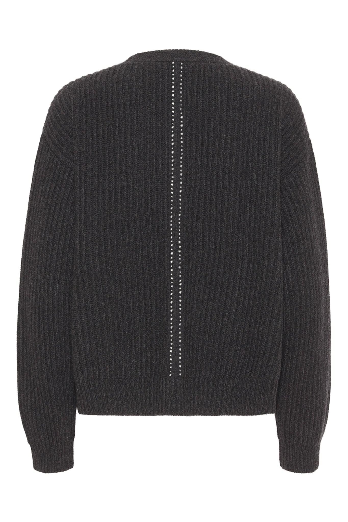 Maja - cashmere cardigan ribstikket recycle - Koksgrå