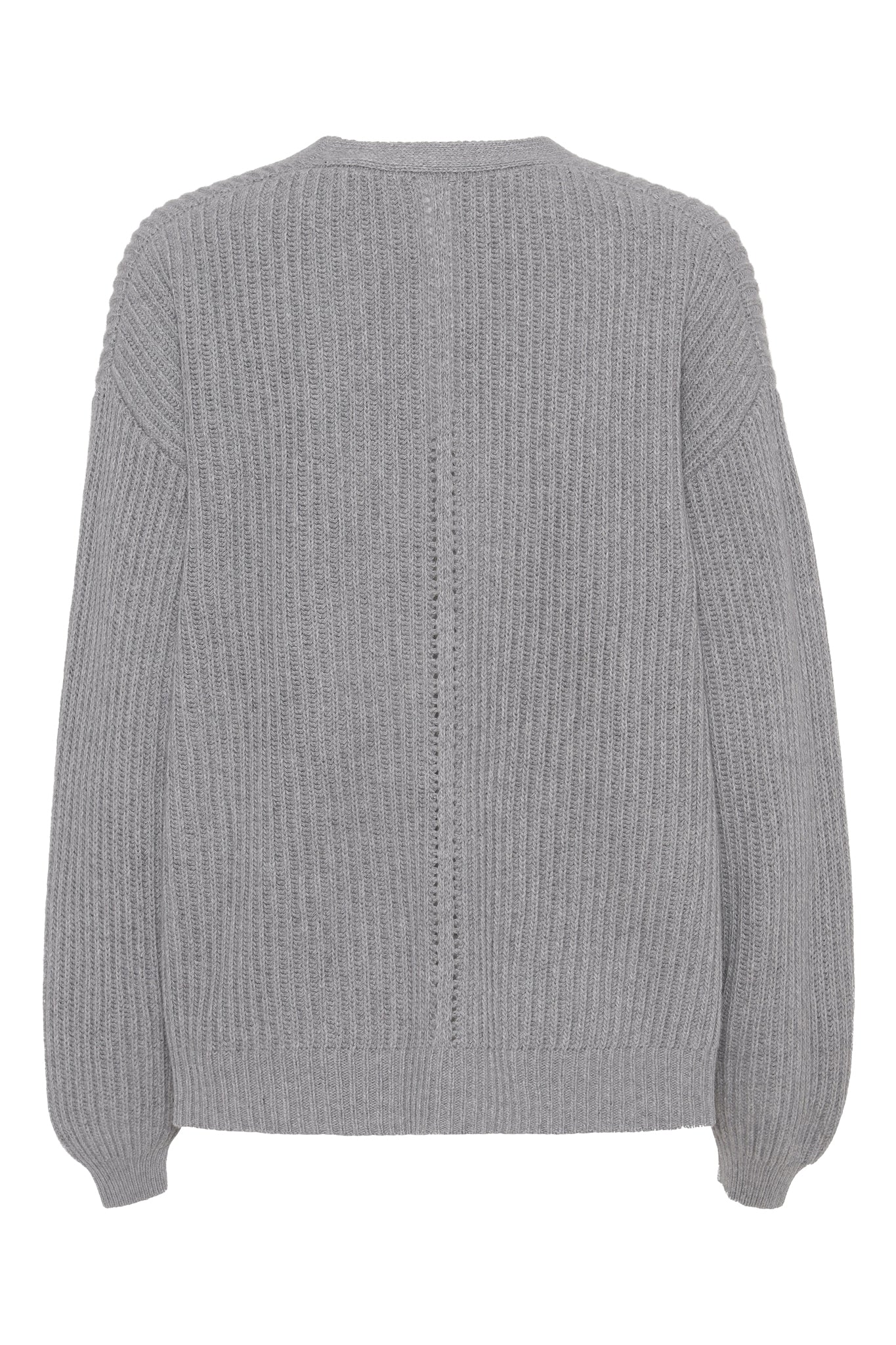 Maja - cashmere cardigan ribstikket recycle - Grå