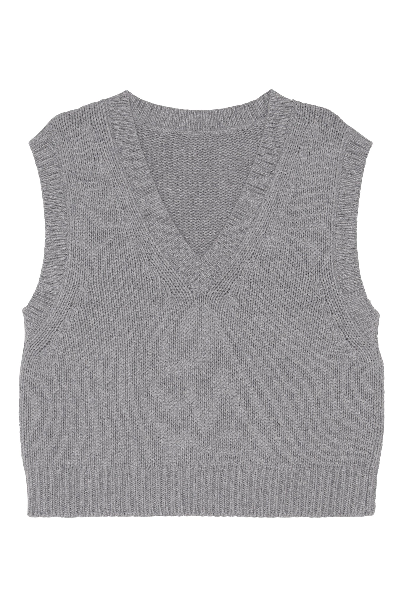Lækker chunky morfar vest i lysegrå kashmir, designet i Danmark, Pure Cashmere Copenhagen