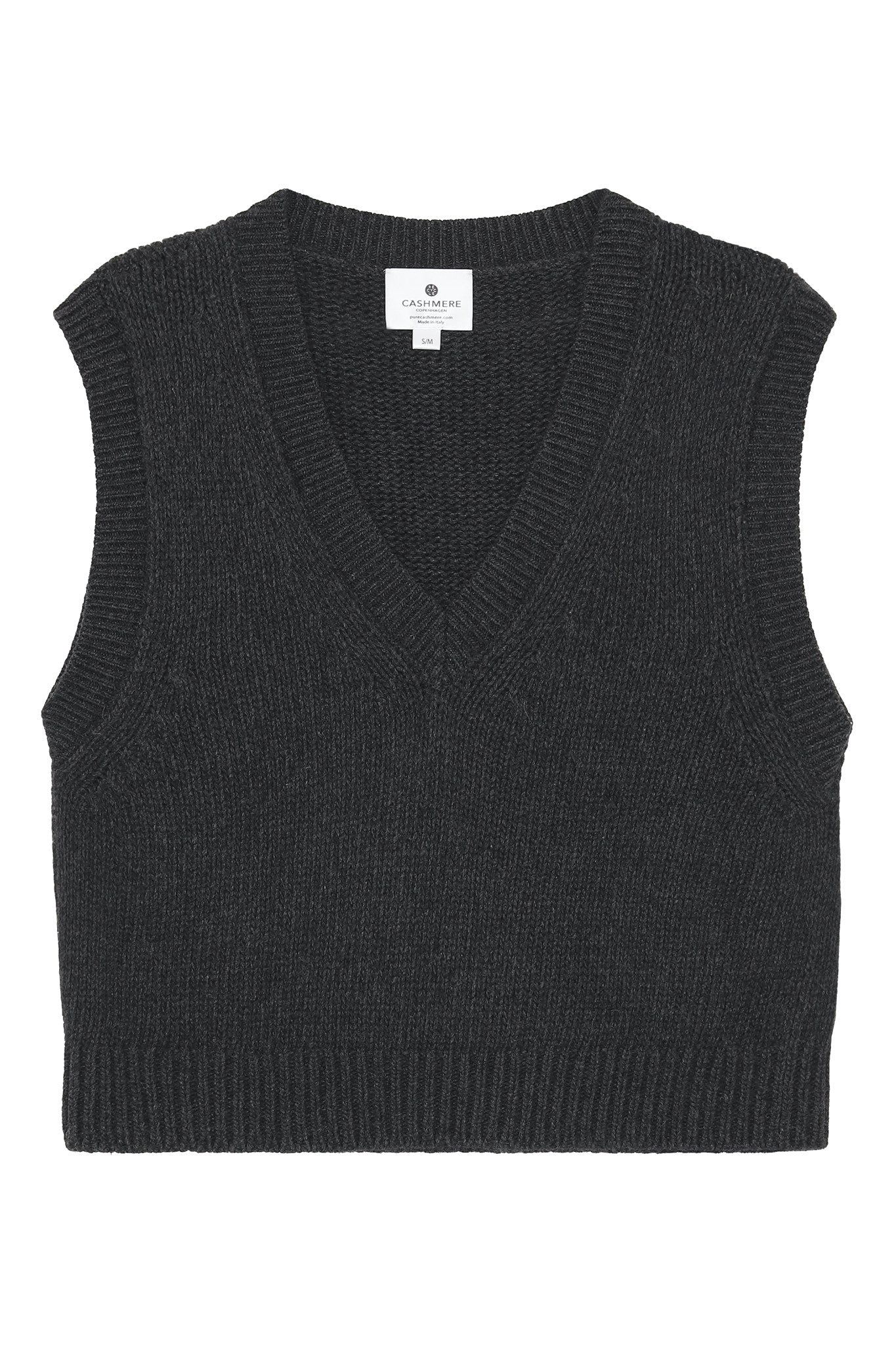 Ragna - chunky strikvest i recycle cashmere - Koksgrå