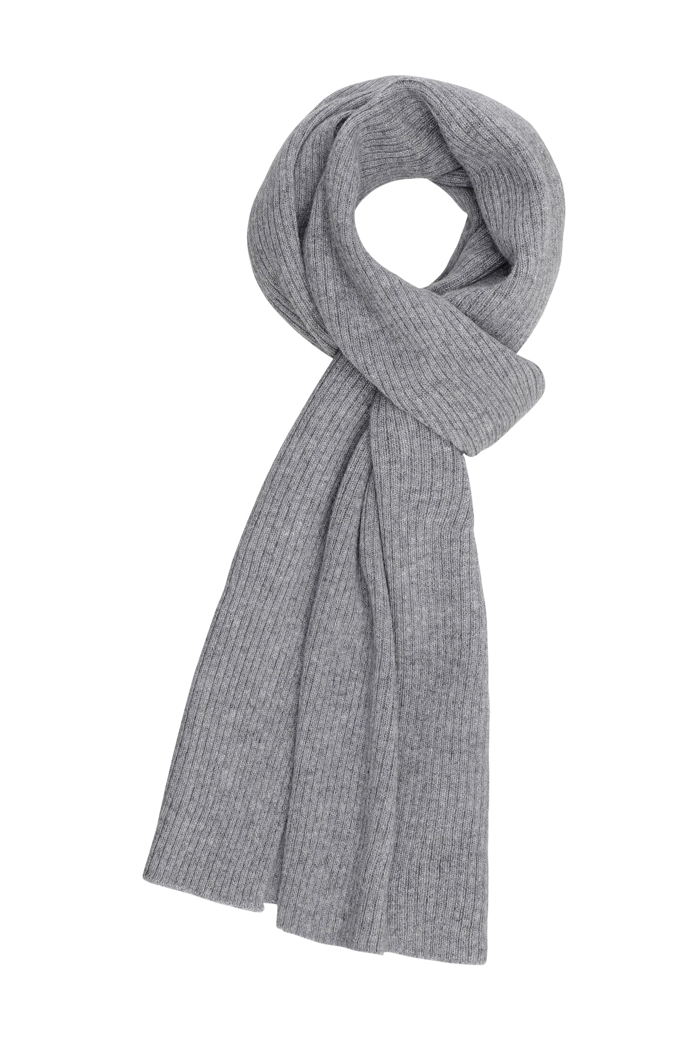 Halfdan - rib tørklæde i cashmere - kold grå