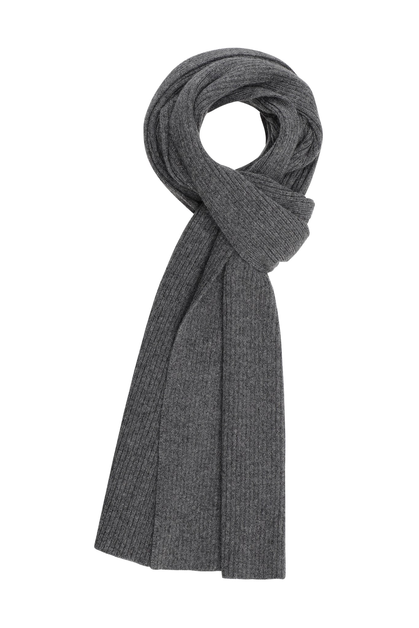 Halfdan - rib tørklæde i cashmere - Mørk Grå