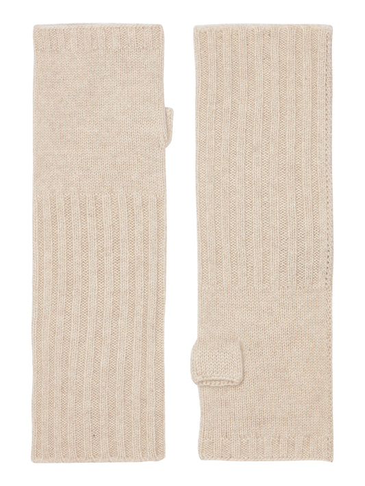 Robin -  håndledsvarmere (fingerløse vanter) i strikket cashmere - Beige