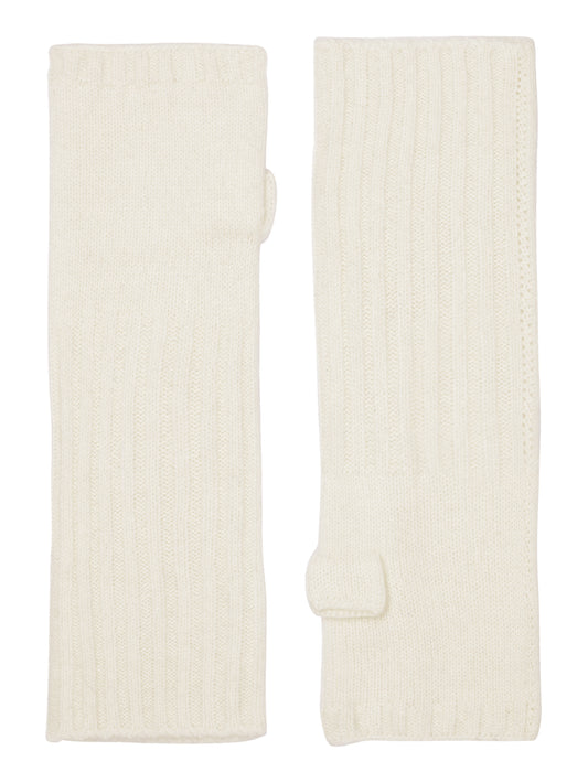 Robin -  håndledsvarmere (fingerløse vanter) i strikket cashmere - Hvide