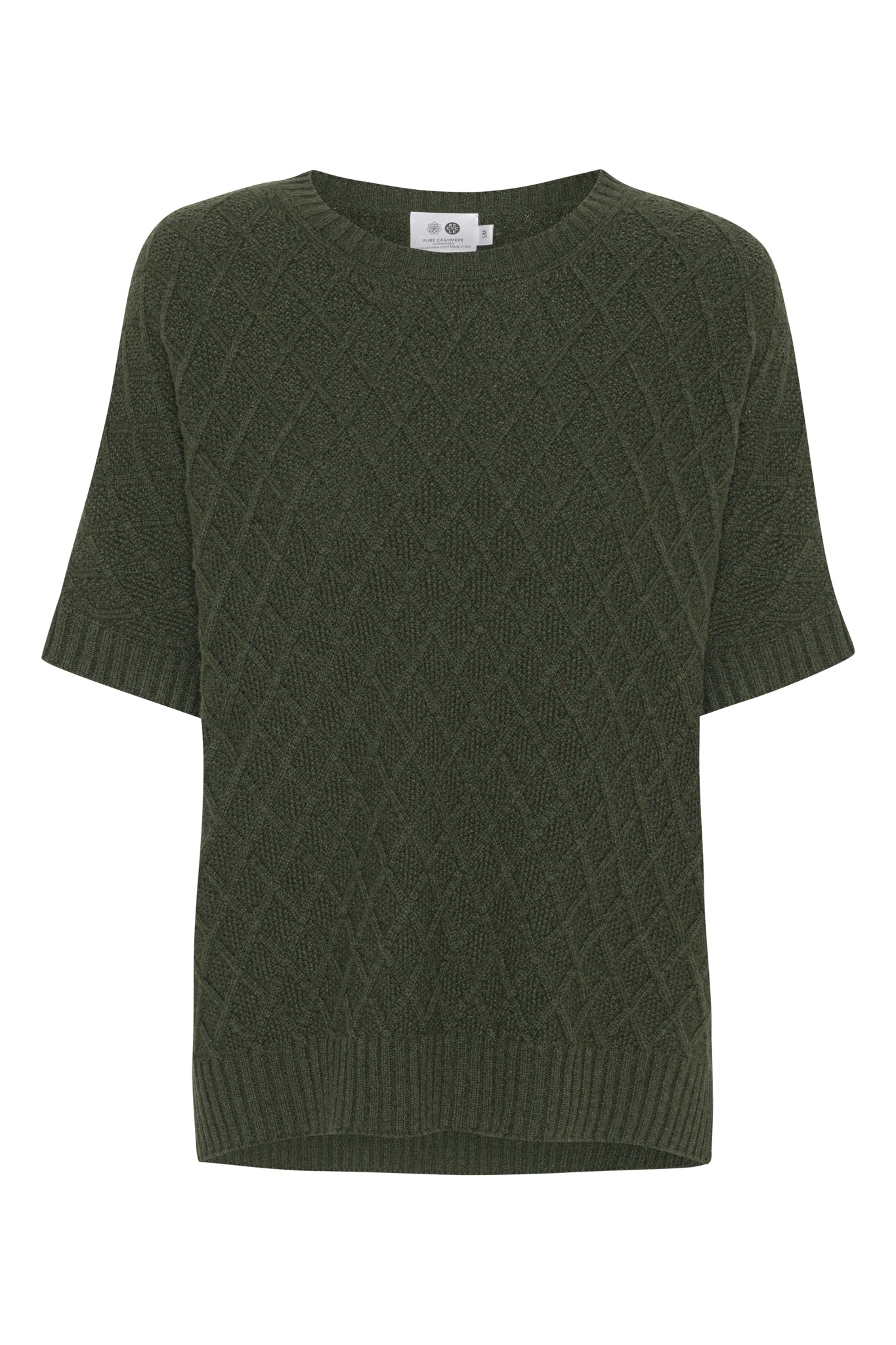 Teresa - Cashmere T-poncho/T-shirt - Mørkgrøn