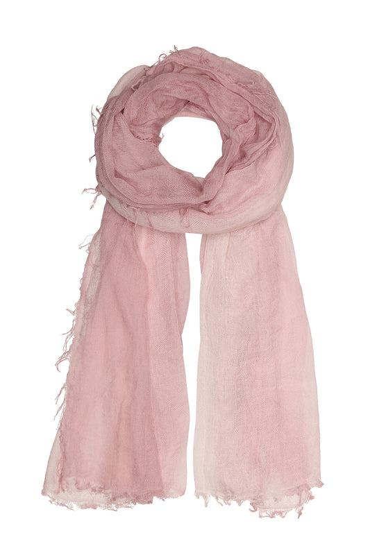 Tindra - blødt cashmeretørklæde m frynser - Pastel Pink Hvid tonet