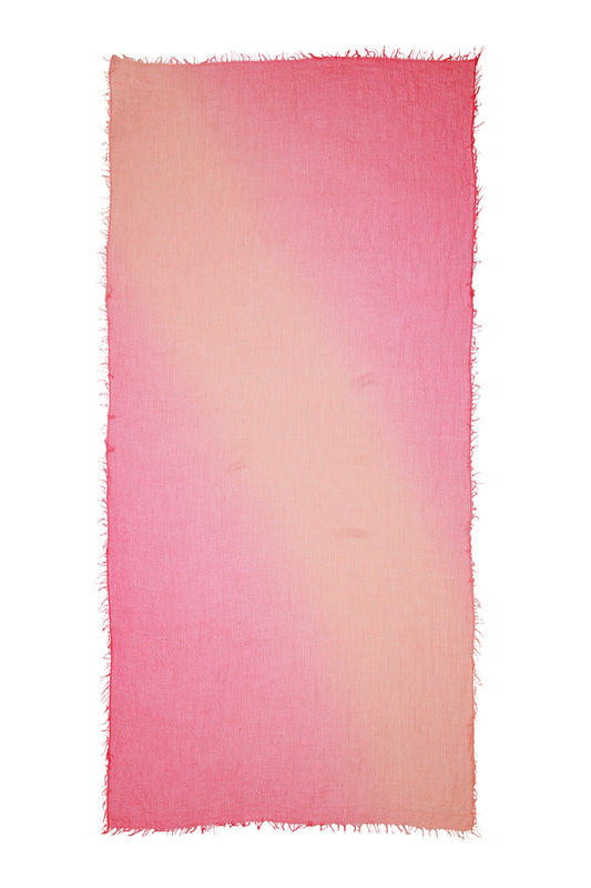 Tindra - blødt cashmeretørklæde m frynser - Pink Koral tonet