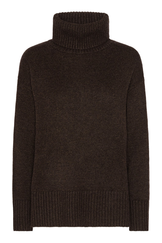 Marilyn - cashmere rullekrave sweater - Espressobrun