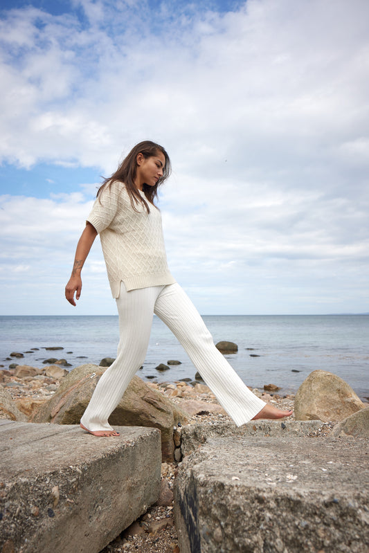 Teresa - Cashmere T-poncho/T-shirt - Varm Creme Hvid