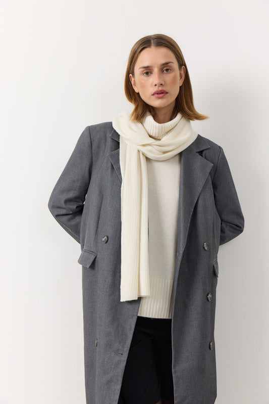 Robin - tørklæde i strikket cashmere - Hvid