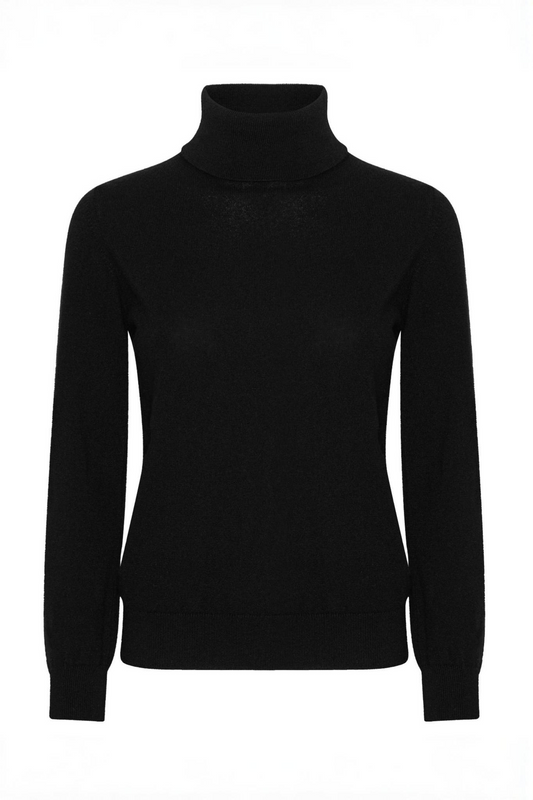 Klassisk rullekrave sweater i cashmere, Skotland - Sort