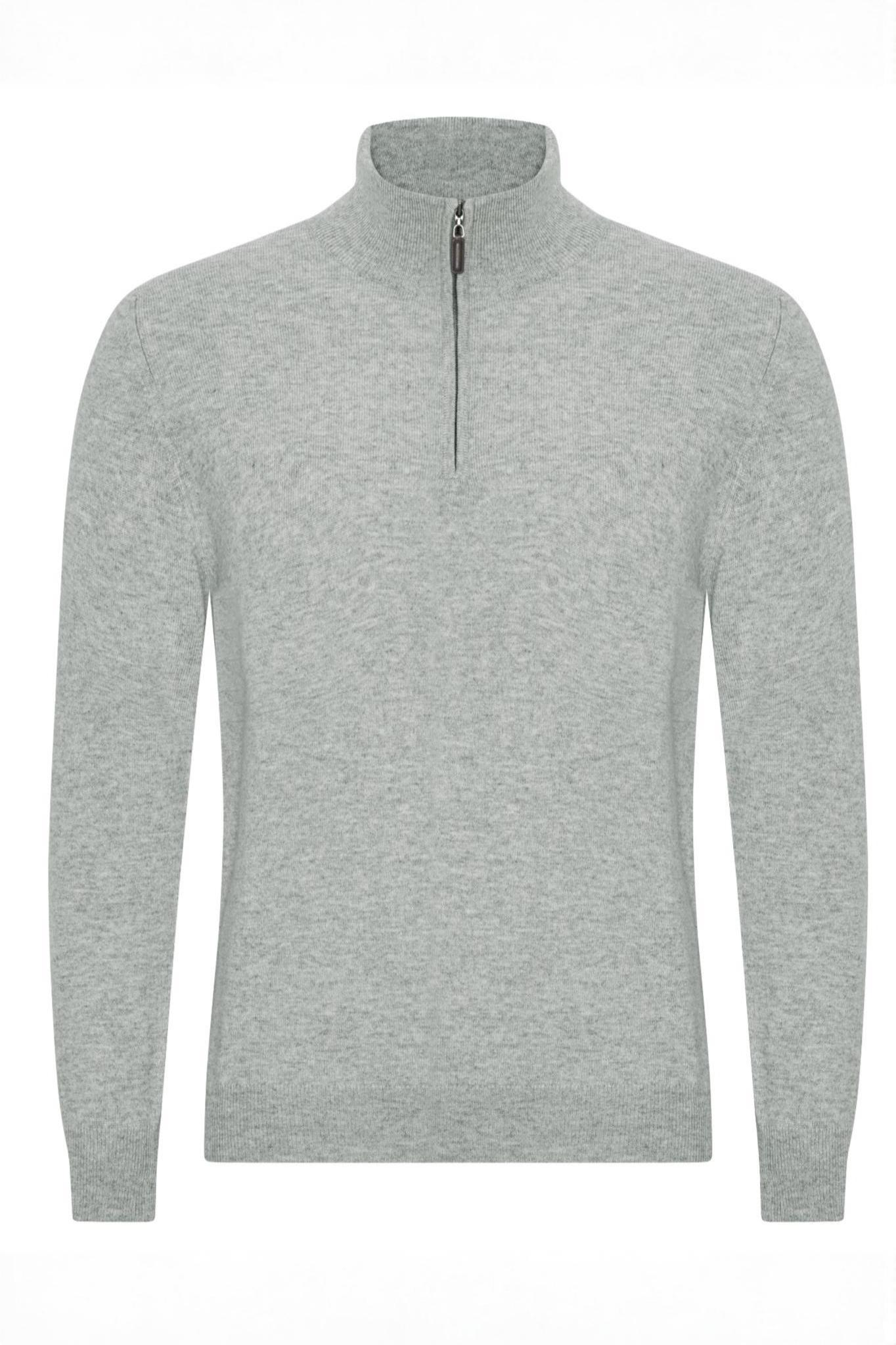 Mænd klassisk cashmere trøje med turtleneck og zip, Skotland - Silver