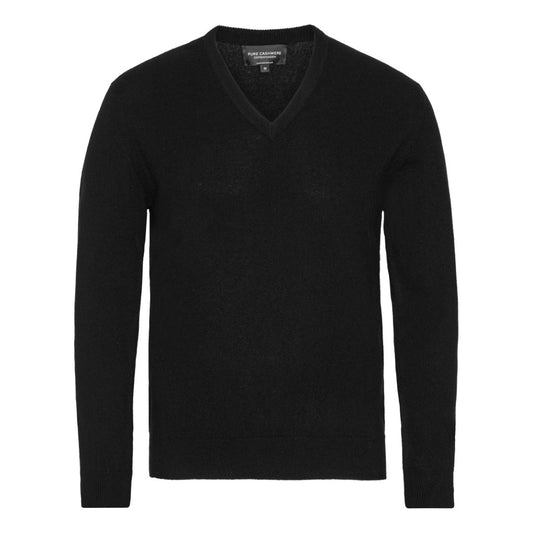 Mænd klassisk cashmere trøje med V-hals, Skotland - Sort