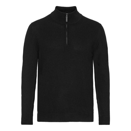 Mænd klassisk cashmere trøje med turtleneck og zip, Skotland - Sort