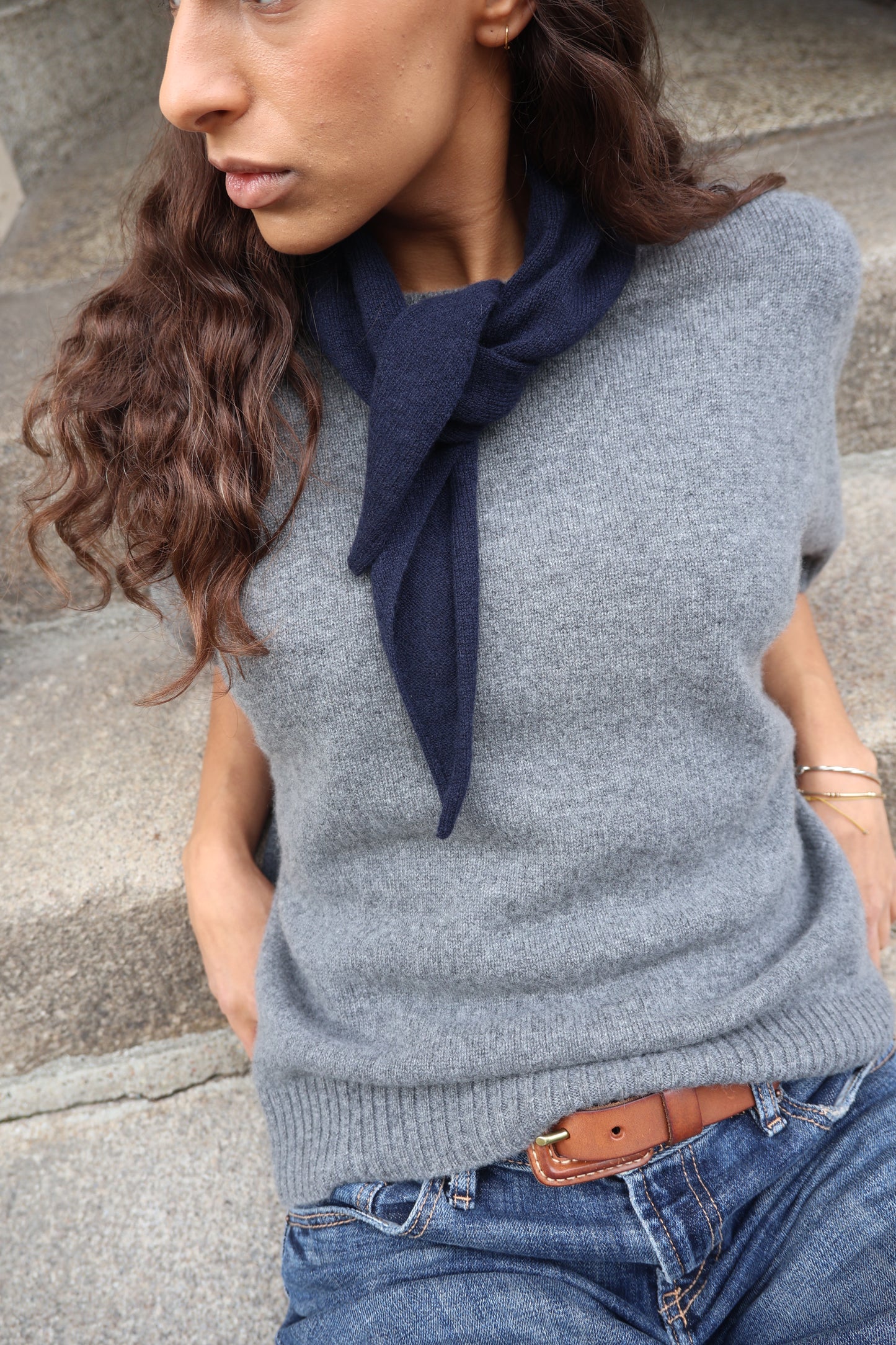 Lille eksklusiv cashmere scarf, Skotland - Dark Navy