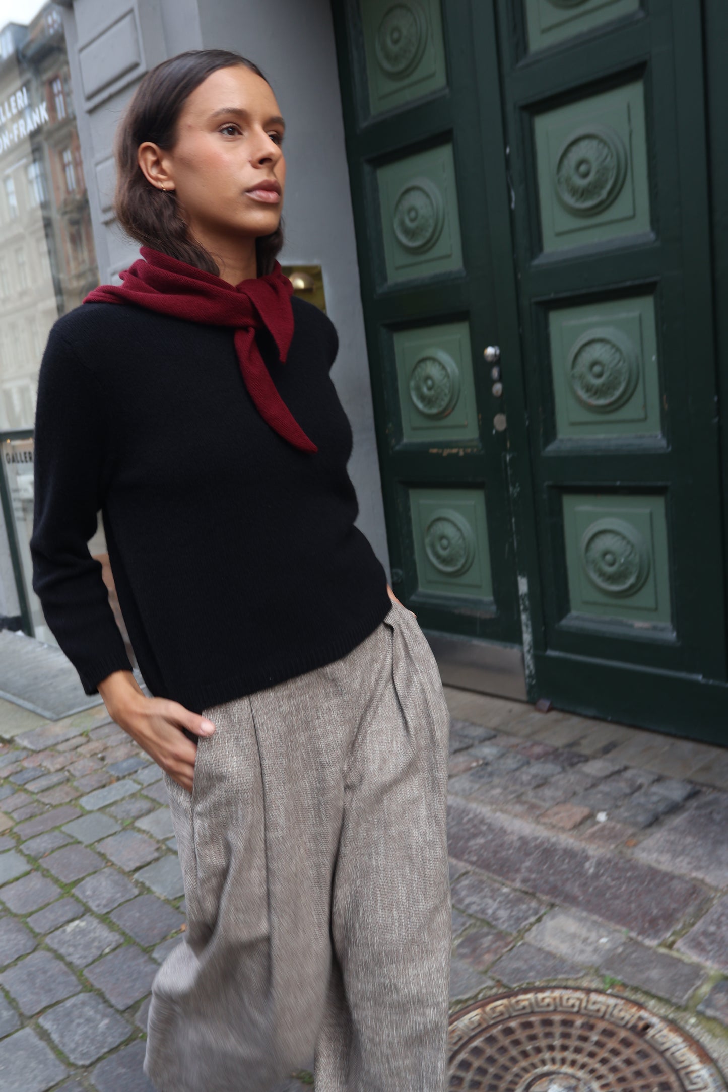 Lille eksklusiv cashmere scarf, fra Skotland - Bordeaux