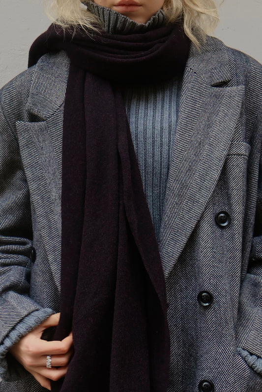 Bea - kæmpetørklæde i cashmere, Italien - Dyb sort-lilla melange
