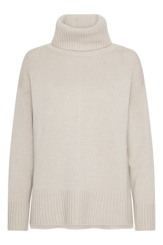 Marilyn - cashmere rullekrave sweater - Sand