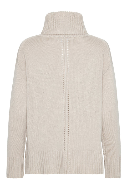 Marilyn - cashmere rullekrave sweater - Sand