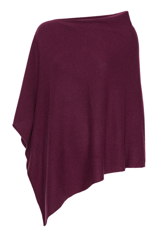 My - poncho, asymetrisk - Mørk vinrød Bordeaux