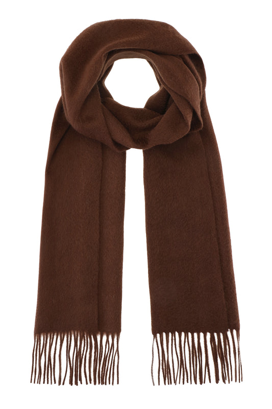 Kim 30 - Klassisk halstørklæde med frynser, 100% ren cashmere - Chokolade Brun