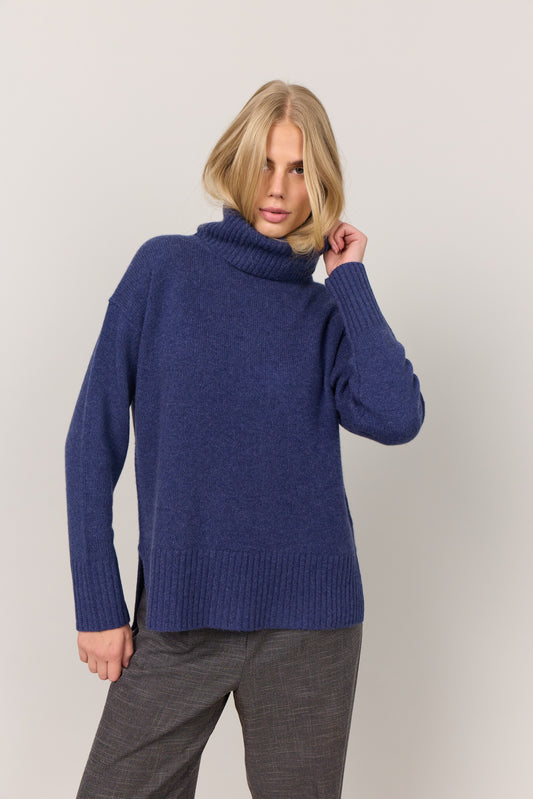 Marilyn - cashmere rullekrave sweater - Indigo Blå