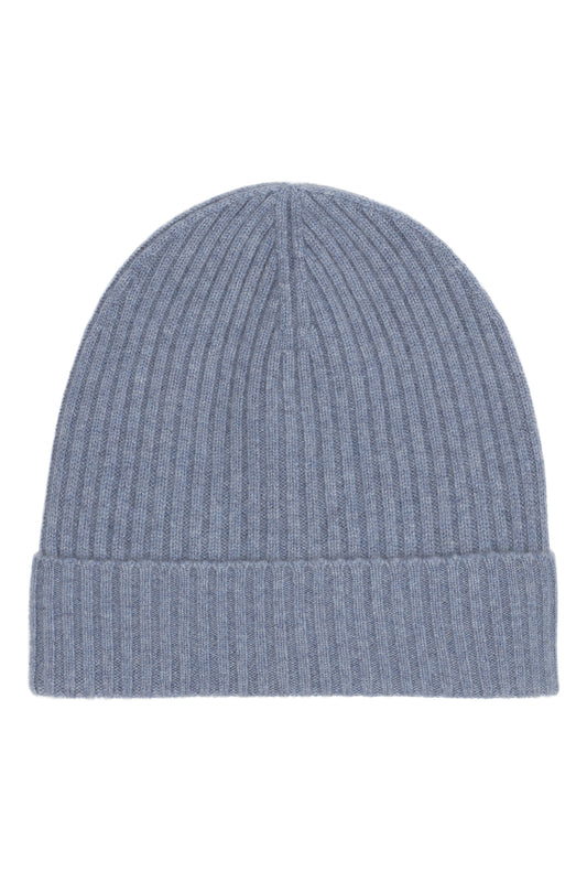 Robin - hue i ribstrikket cashmere - Lys Denim Blå