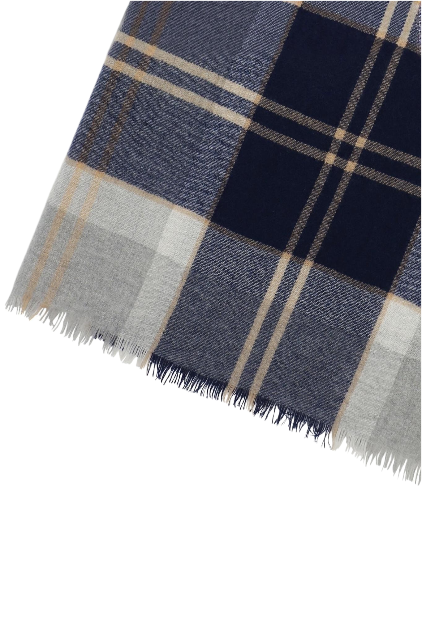 Vævet cashmere halstørklæde light weight, fra Skotland - Ternet Silver Grå og Blå