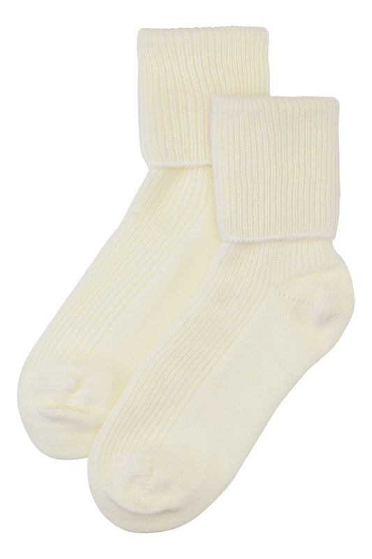 Cashmere bed socks fra Skotland - Hvide